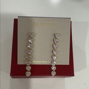 Nadri Gold and Silver Heart Earrings